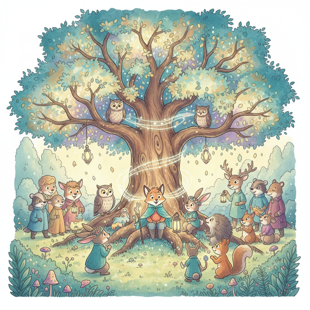 The Whispering Orchard became a place of wonder and community. Lumi and her friends continued to protect the tree, understanding that their bond made them stronger. The tree whispered secrets of friendship to all who listened.