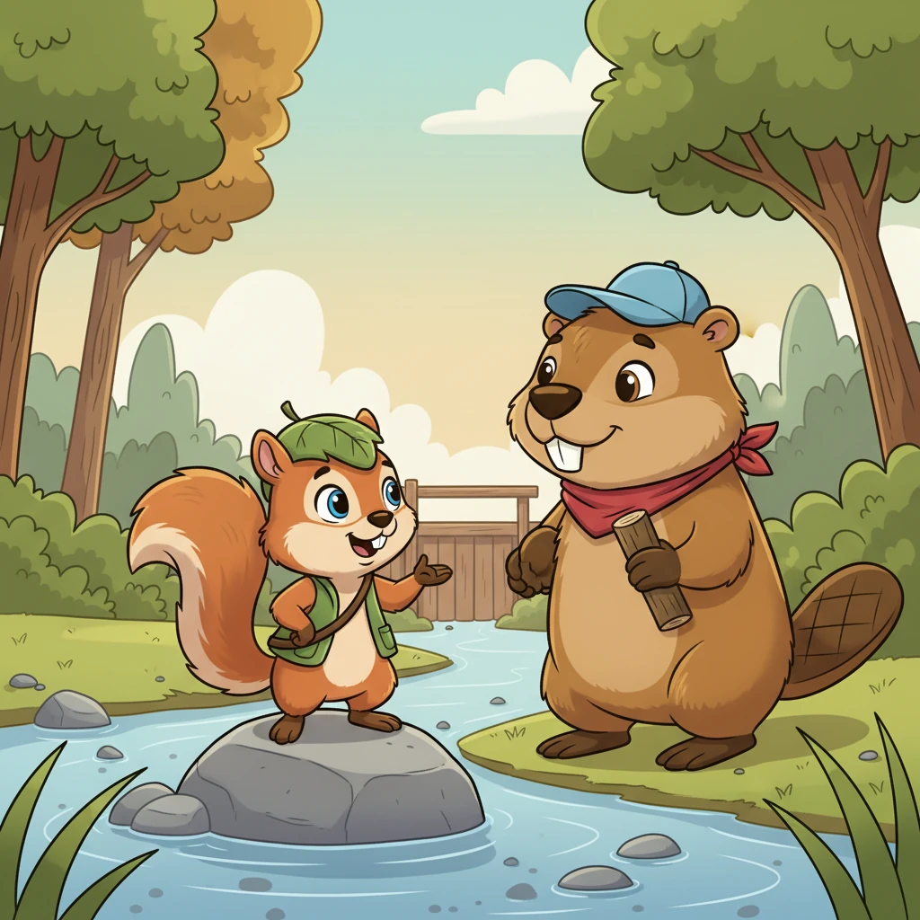 Gathering all his courage, Pip scampered over to the beavers and explained the river's plight. He told them how the forest animals depended on the Whispering River. The kind beavers, understanding the importance of water, agreed to help their little squirrel friend.