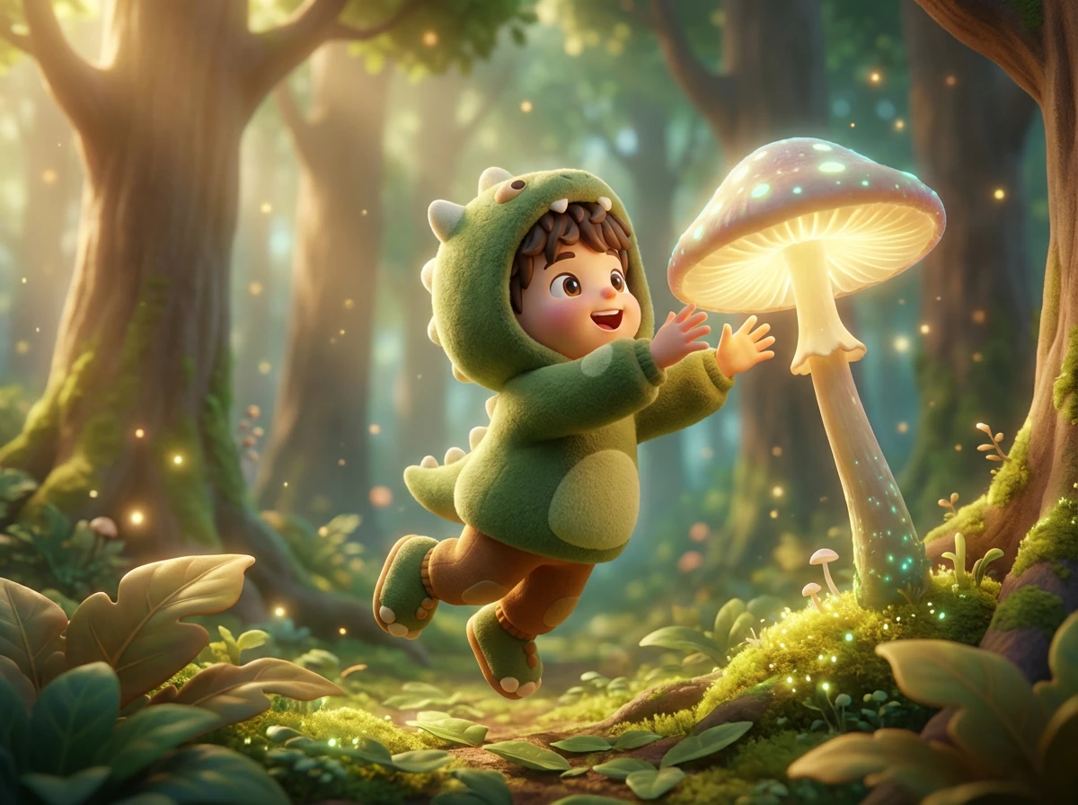 ディロフォサウルスが、赤と黄色のフリルを完全に広げ、雨の降る泥だらけのジャングルに立っています。