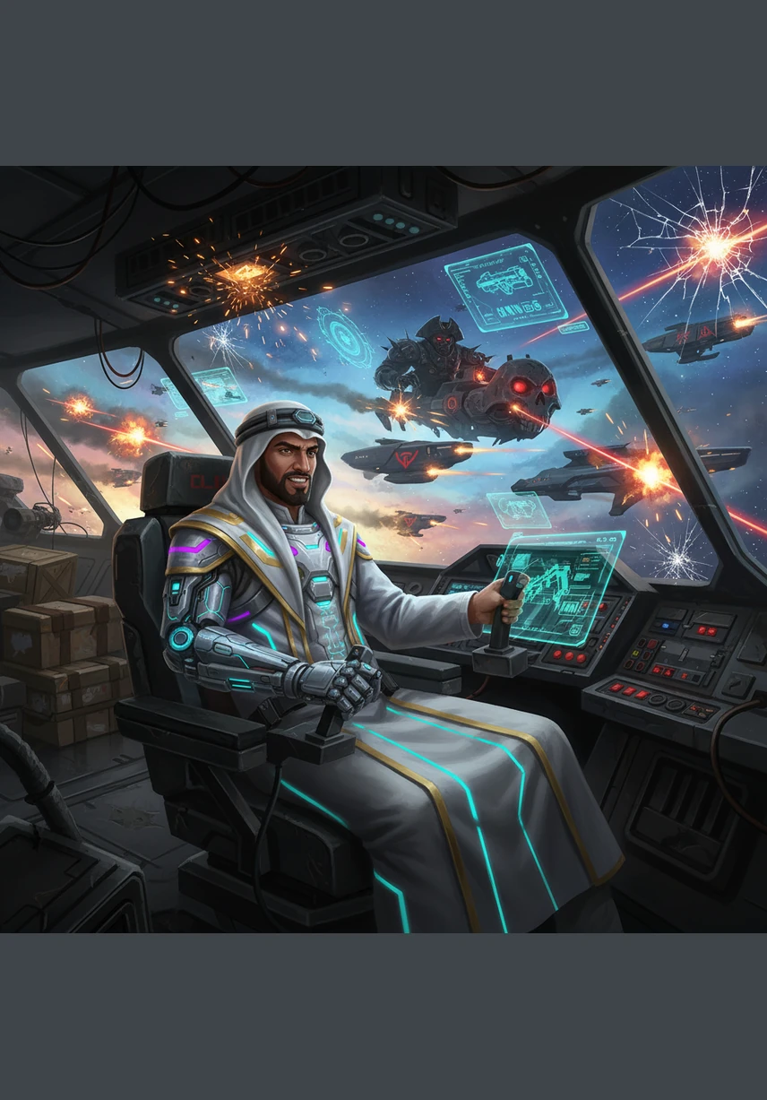 Using the intense gravity of a nearby pulsar, Khalid executes a brilliant tactical maneuver that scatters the pirate fleet. The Pearl of the East shines brightly as it leads the counter-attack, proving that the merchant-sailor is also a master of space combat.
