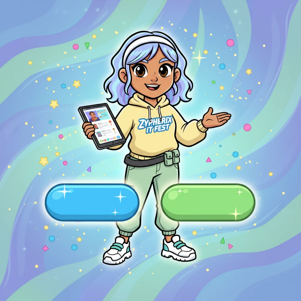 Magic fills the screen as Pixel adds a swirling background gradient, a soft, ethereal glow, and animated particles that dance and twinkle. Two cheerful buttons, 'Register Now' and 'Explore Events', invite users with a friendly shimmer.