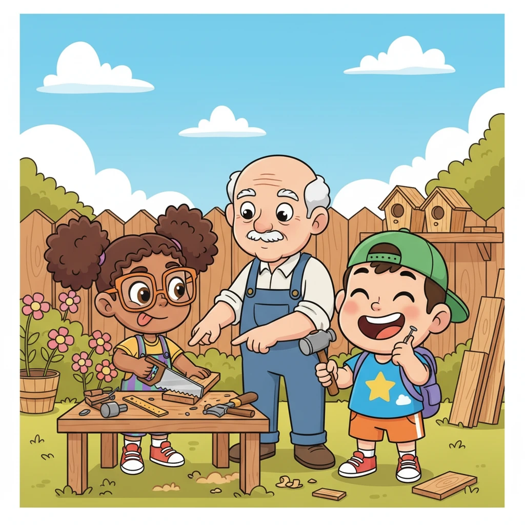 Toto and Yaz, with determined grins, found a friendly neighbor who was a retired carpenter. He patiently taught them how to safely saw wood and hammer nails, starting with small, wobbly birdhouses. They practiced diligently, often hitting their thumbs but always laughing.