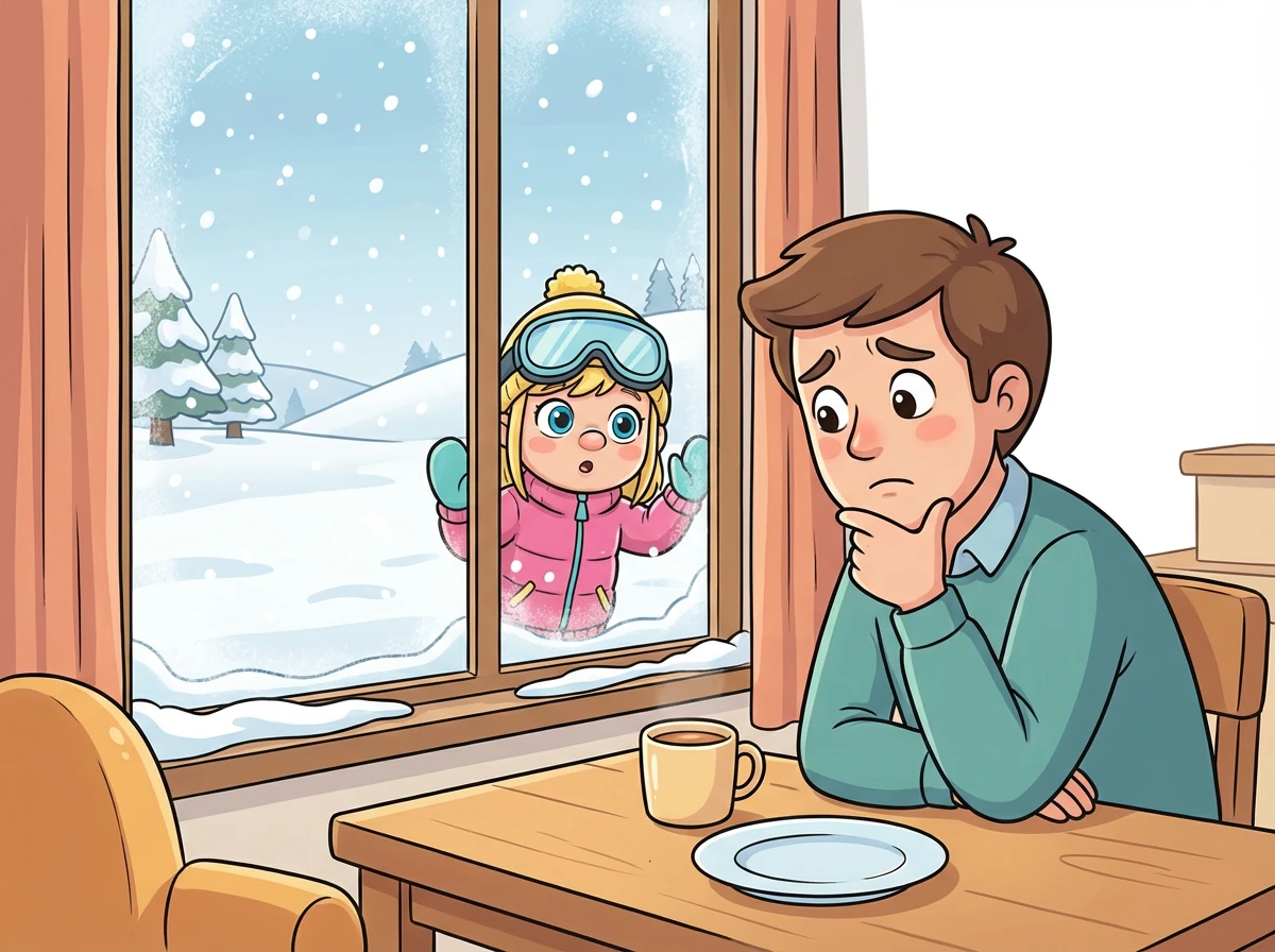 Noé keek uit het raam. De sneeuw dwarrelde zachtjes naar beneden, een wit tapijt over het landschap leggend. Hij droomde van skiën en sleeën, maar zijn vader zat bezorgd aan de keukentafel.