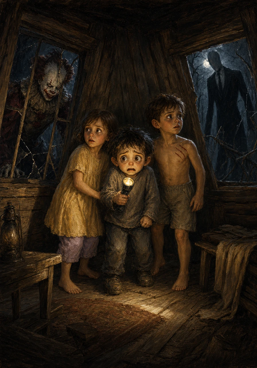Through the cracked windows, the teenagers heard the distant, unmistakable revving of a chainsaw echoing from the deepest thickets. At the same time, the walls of the cabin seemed to warp, entrapping them between the vengeful clown and the faceless collector.