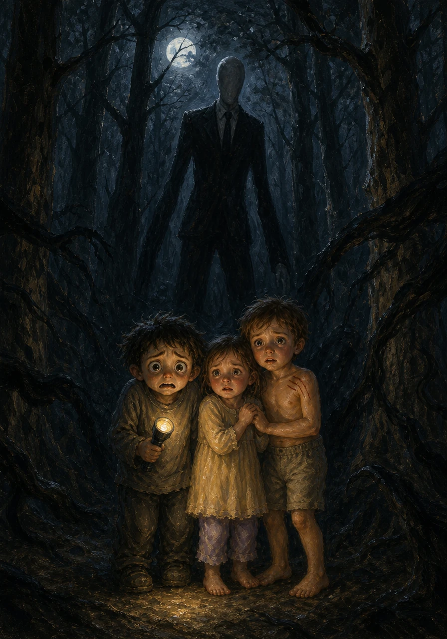 The forest always collects its due, and the hunt had only just begun. As three small hearts pounded in unison, the shadows around them lengthened, sealing their fates in a nightmare from which they would never awaken.