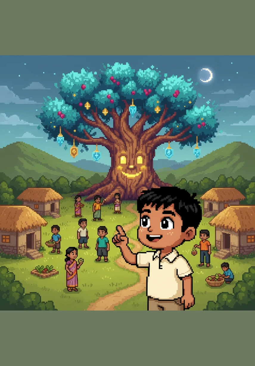 In a small, peaceful village nestled between rolling green hills, lived a bright and curious boy named Chintu. He was known throughout the village for his big smile and his love for exploring the wonders of nature.