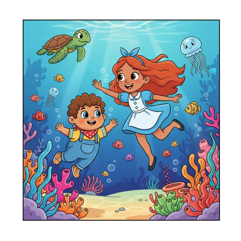 Sparkle, now swimming freely in the boundless ocean, made new friends and explored vibrant coral reefs. She knew her dream had come true, and every day was a new, exciting adventure.