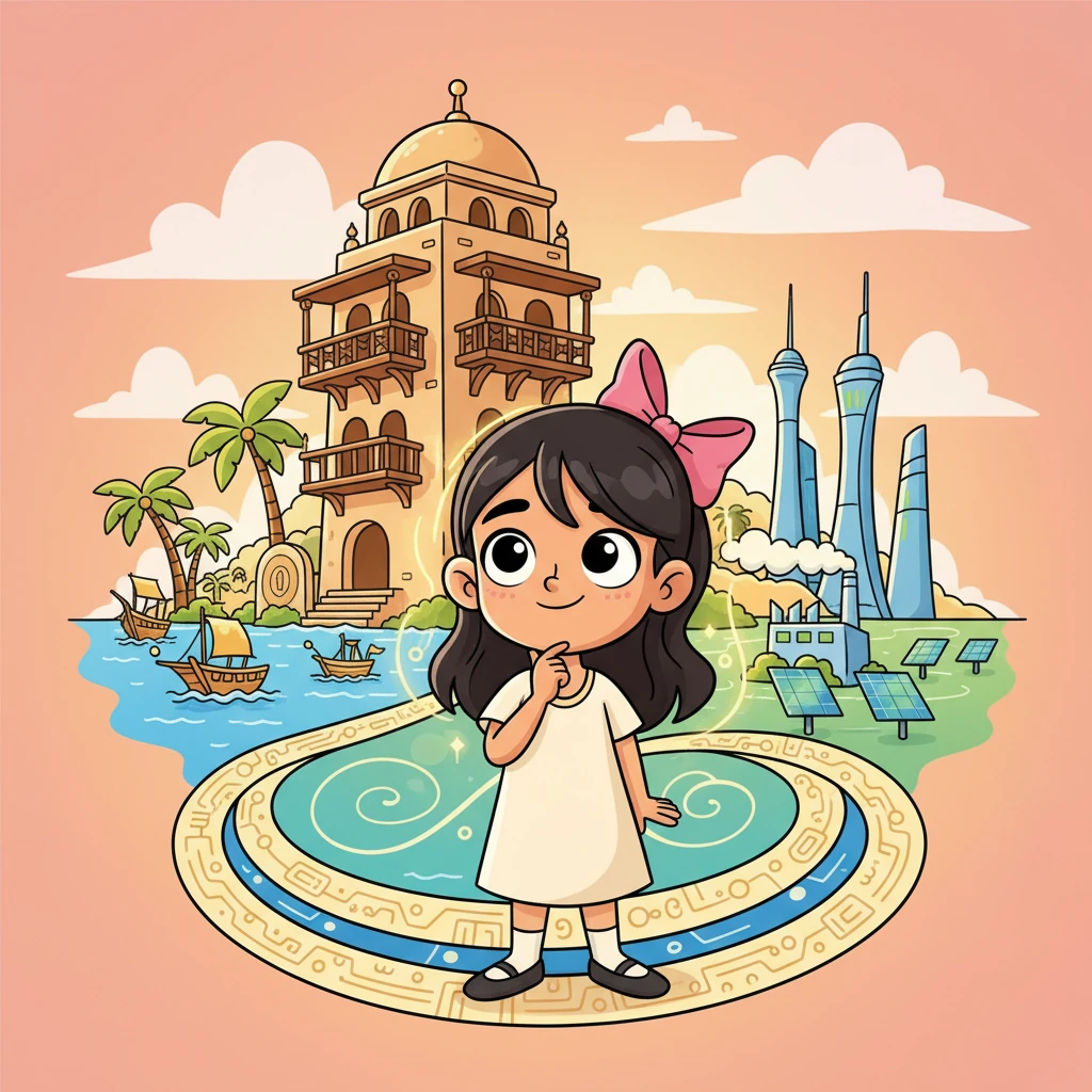 تعود ليلى إلى بيتها، ولا تزال كلمات جدها ترن في أذنيها. تدرك أن البحرين جميلة في كل زمن، بجمال ماضيها وعظمة حاضرها. عليها أن تأخذ من الماضي قيمه النبيلة، وتستخدم إمكانيات الحاضر لصنع مستقبل أفضل وأكثر إشراقًا للجميع.