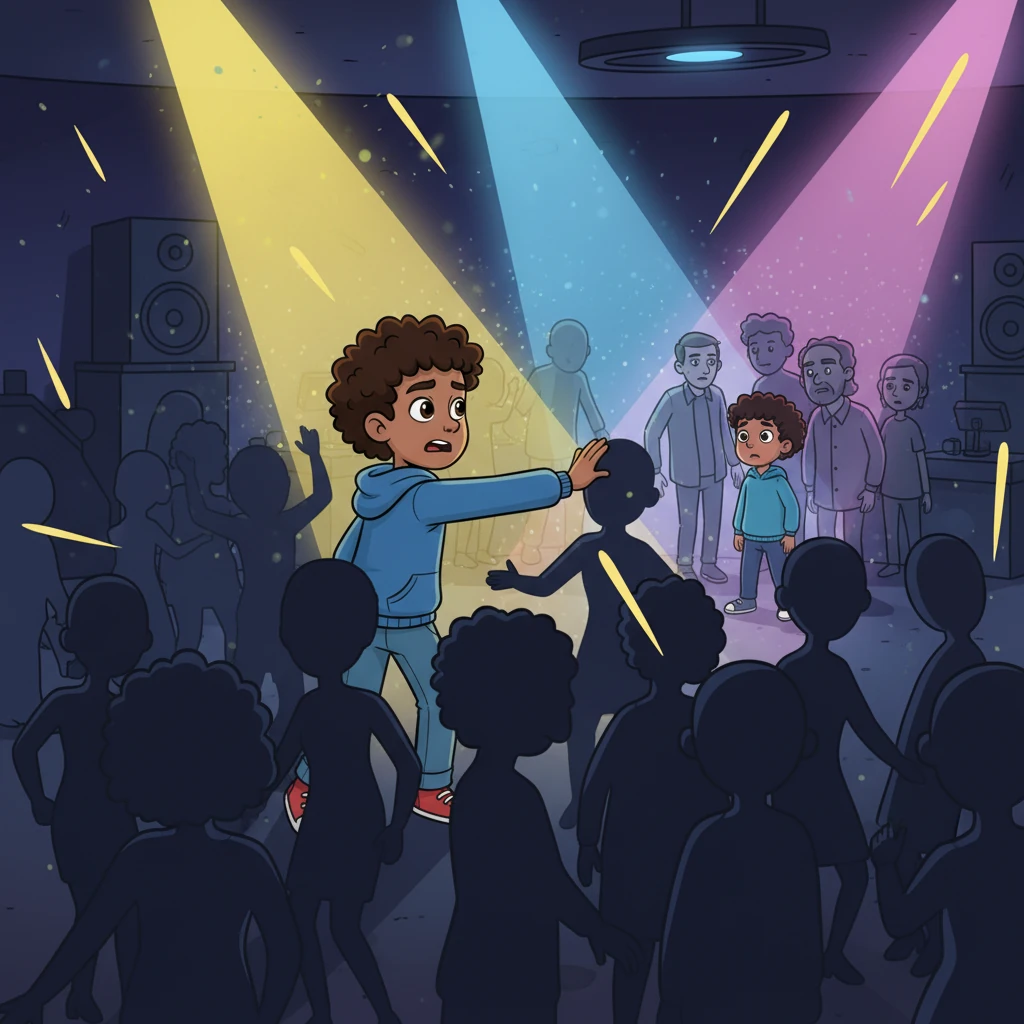 Inside the club, flashing lights illuminated a chaotic scene. Amidst the crowd, Jamal spotted his younger brother, Omar, looking overwhelmed and surrounded by a questionable group. Jamal knew he had to act fast.
