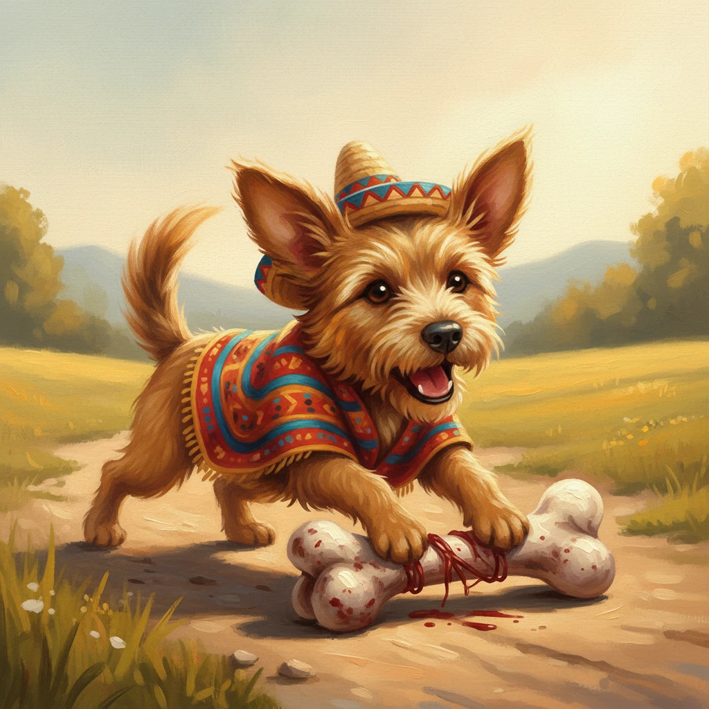 Sus orejas se levantaron y su cola comenzó a moverse con una alegría incontrolable. ¡Era un hueso, grande y carnoso, el tesoro más grande que había visto en mucho tiempo! Con un ladrido de pura felicidad, Rufus se abalanzó sobre su hallazgo.