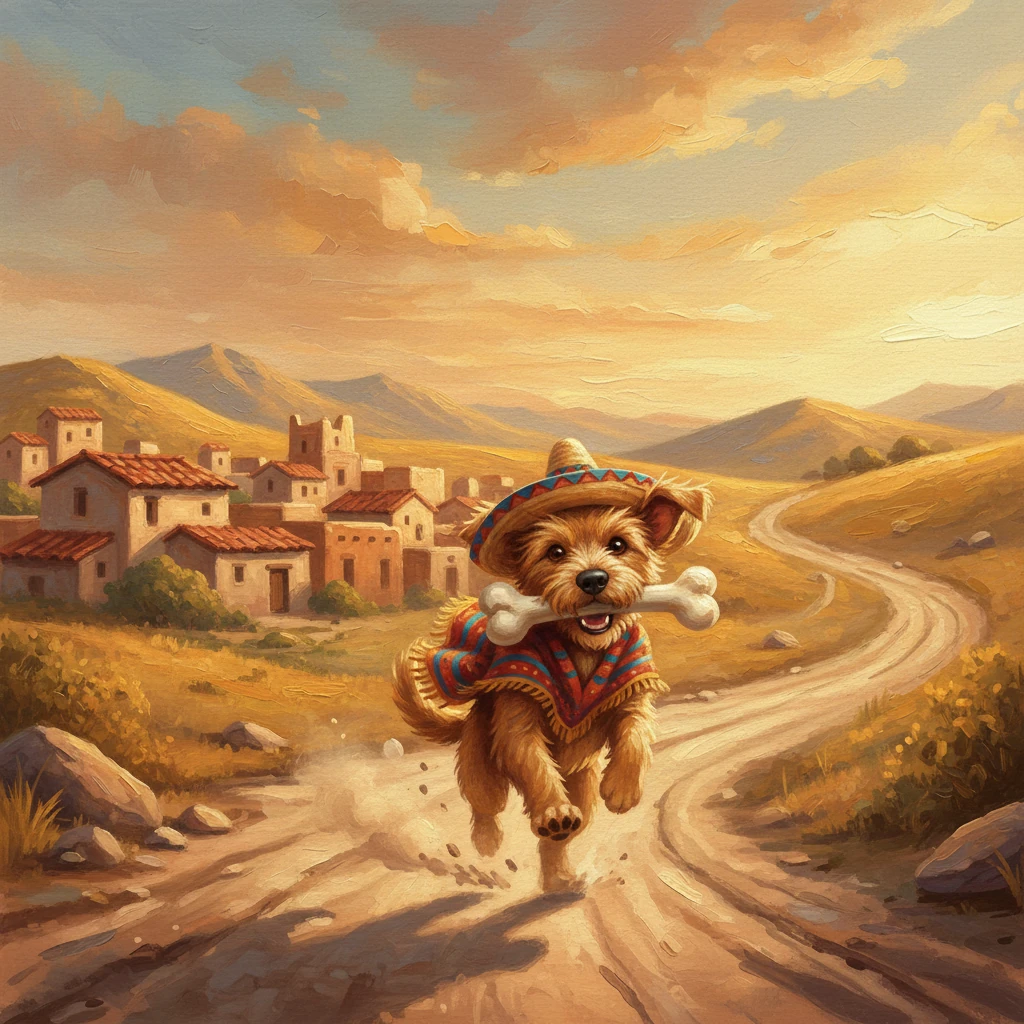 Sosteniendo el preciado hueso firmemente entre sus mandíbulas, Rufus decidió buscar un lugar tranquilo para disfrutar de su banquete. Corrió por un sendero polvoriento, el viento acariciando su pelaje mientras sus patas lo llevaban hacia las afueras de la ciudad. Su corazón latía con la emoción de su buena fortuna.