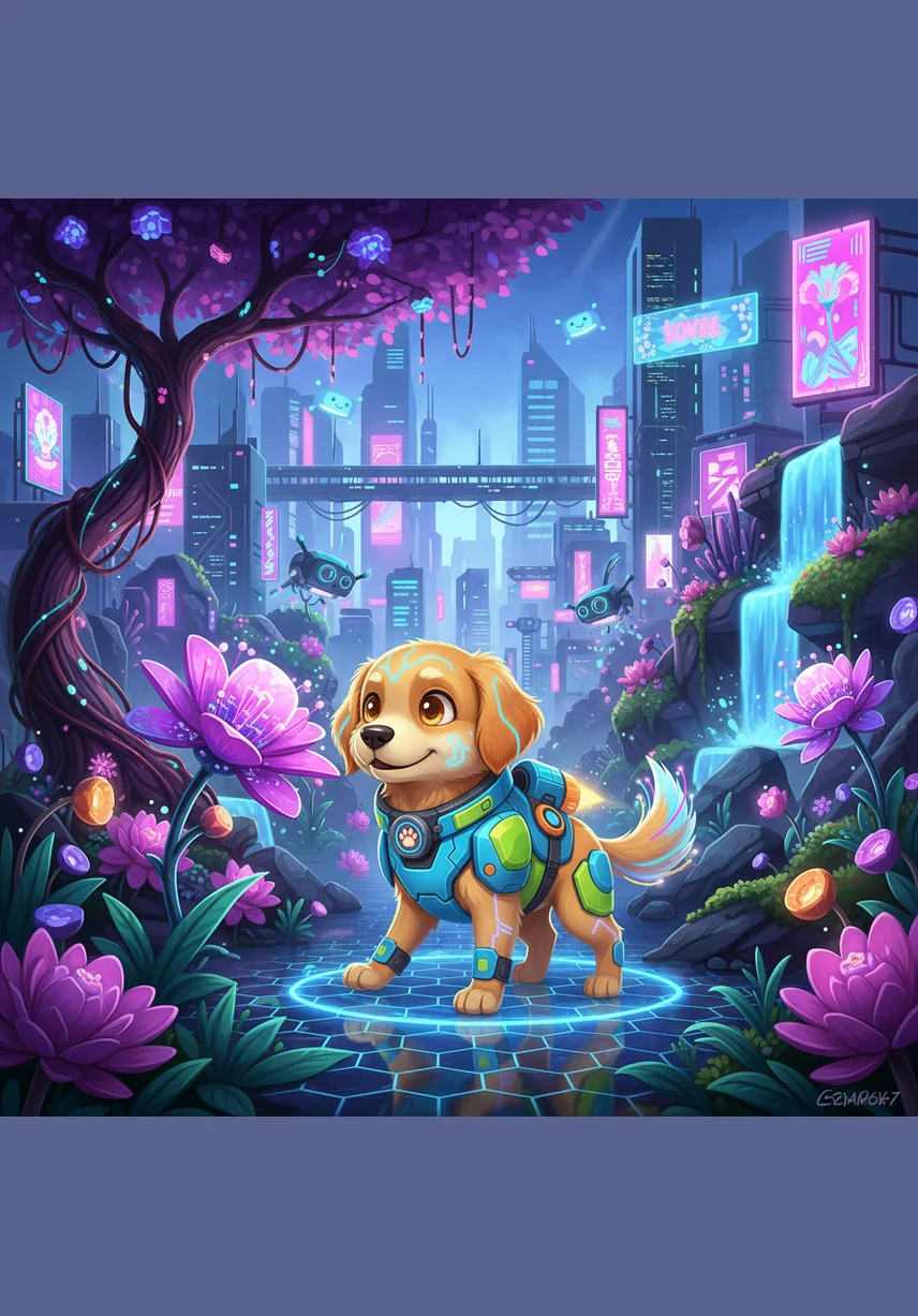 Sam looks around the garden with his big, bright eyes. He can see a ball resting near a flower.