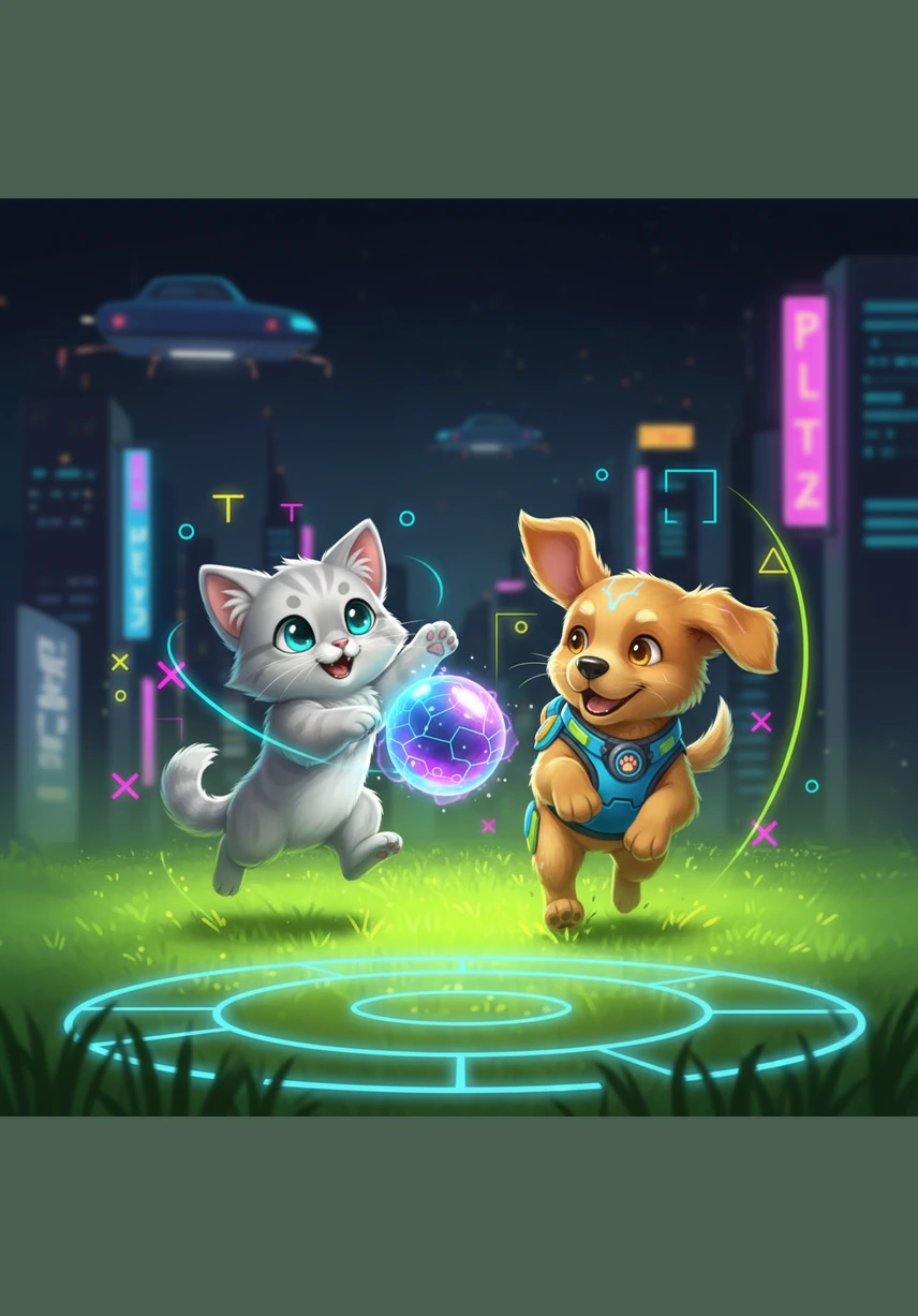 Sam and the dog can play with the ball. They start to run and jump across the soft lawn.