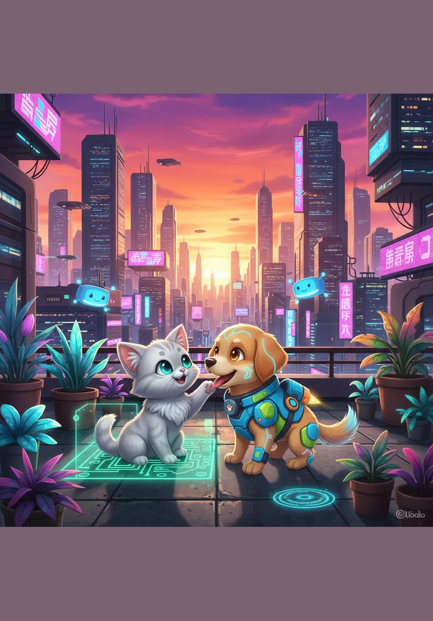 The sun begins to set at the end of a happy afternoon. Sam smiles and says, I like the day.