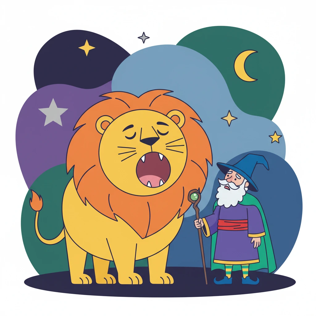 Deeper into the dream, they found a big, round Lion, yawning a gentle yawn. "I wish I was brave enough for all my dreams," he mumbled, padding along beside them.