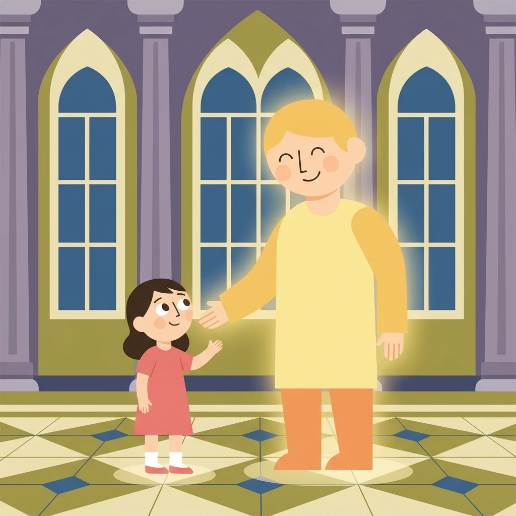 Inside a grand, inviting hall, they met a kind, wise figure made of soft, glowing shapes. "You already have what you seek," the figure gently smiled, "just like Lily has her way home."