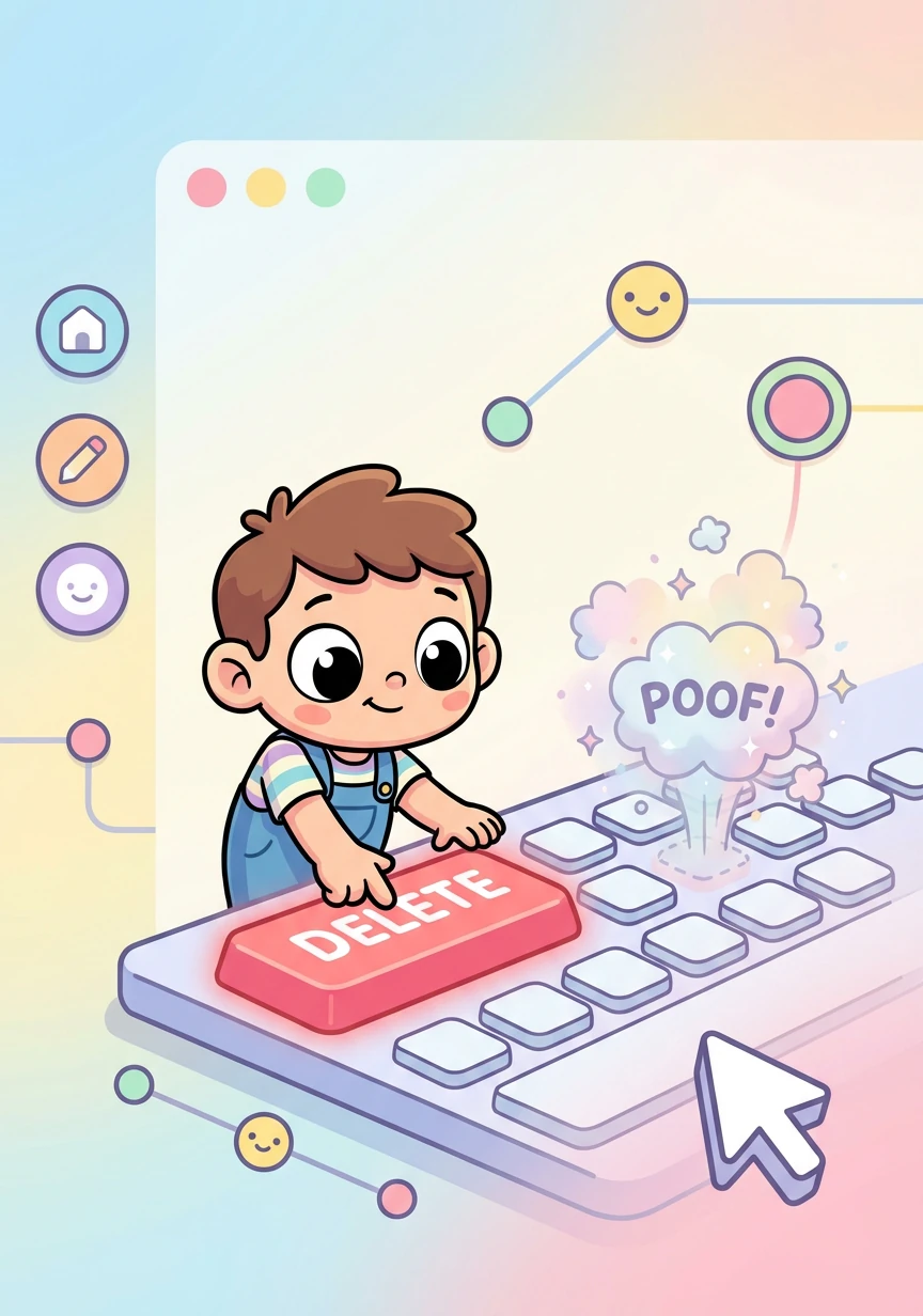 Accidentally, Arlo dragged an extra node onto the canvas! He quickly selected it and pressed the delete key. Poof! It was gone, no problem at all.