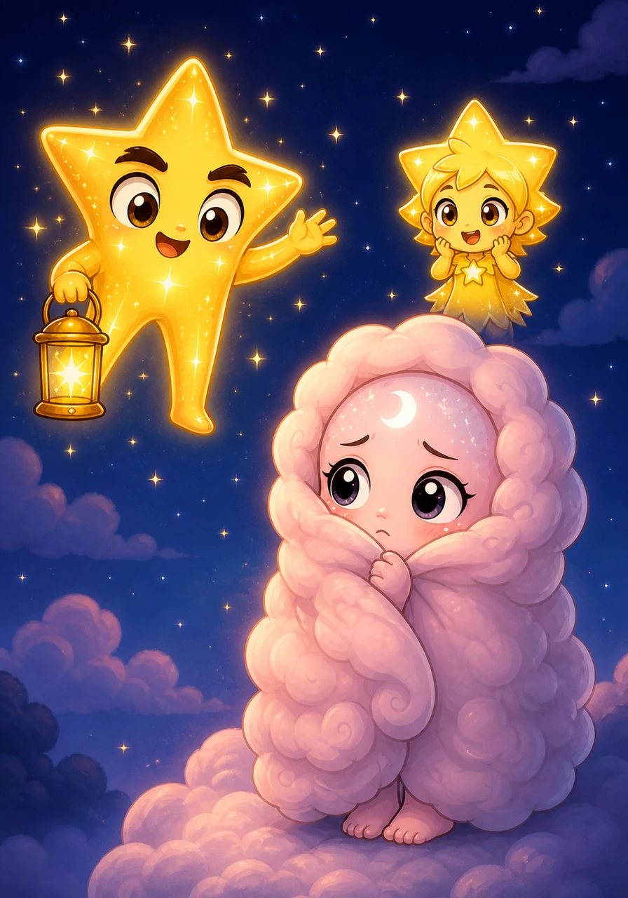 Luna heard her friends calling and blushed, her silver light turning a soft, warm shade of pink. She whispered back that she was worried she wasn't bright enough to guide the travelers on Earth tonight.