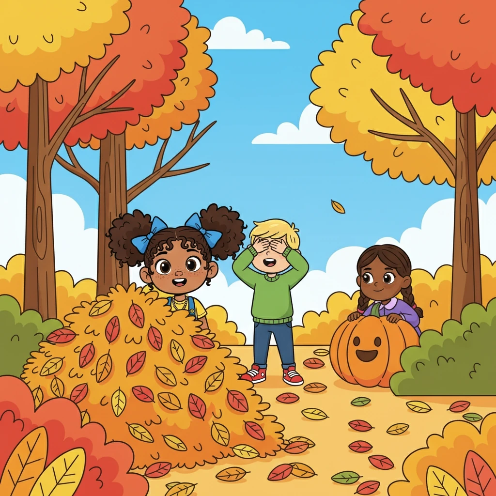 Next, Maya met her friends at the park. They played hide-and-seek among the colorful leaves. Laughter and giggles echoed through the crisp autumn air.