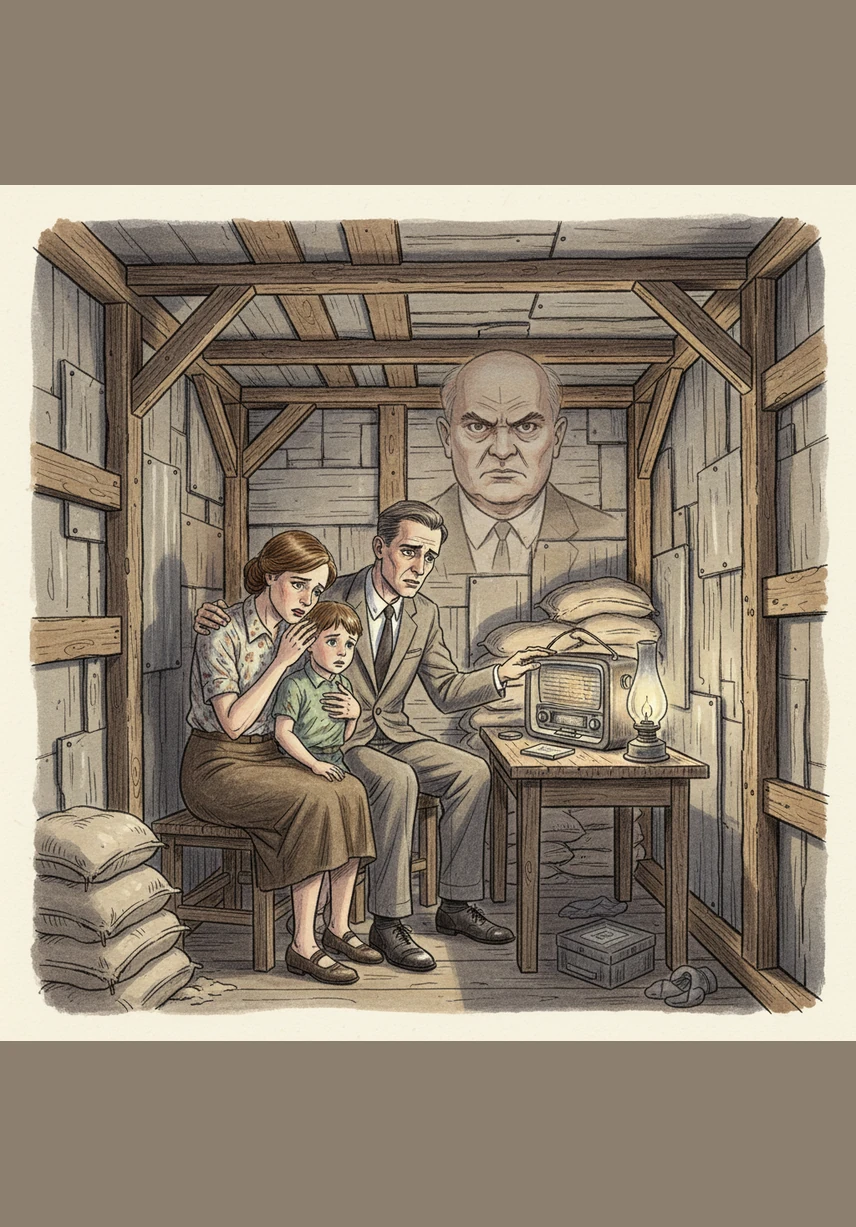 Across the globe, ordinary families huddle in makeshift fallout shelters, listening to the static-filled radio broadcasts of a world tearing itself apart. The fear is a physical presence, a cold grip on the hearts of millions as they await a tomorrow that may never come.