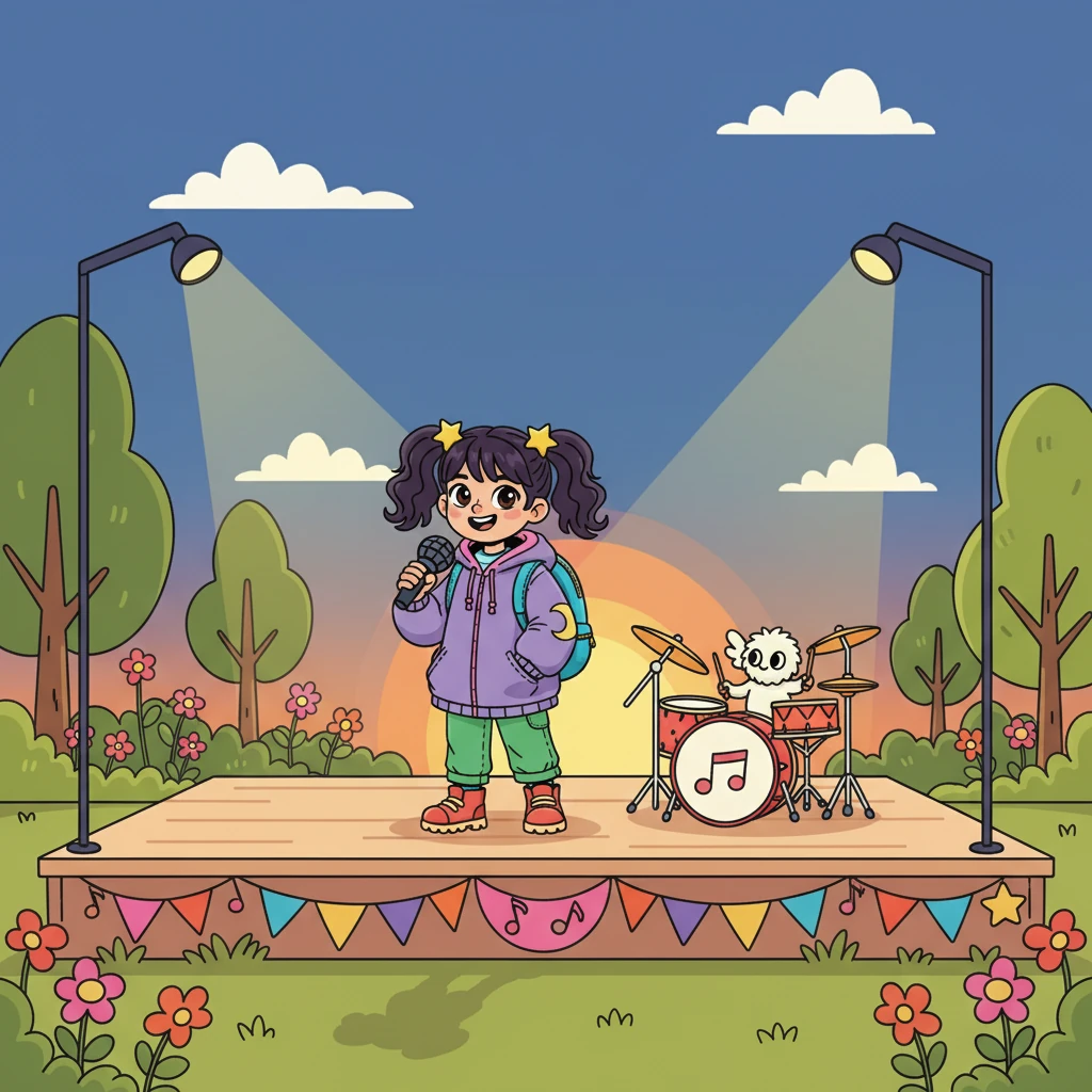 No final do parque, havia um grande palco. Mimo explicou que o desafio final era fazer um show para celebrar a amizade e a coragem. Luna, inicialmente tímida, aceitou o desafio.