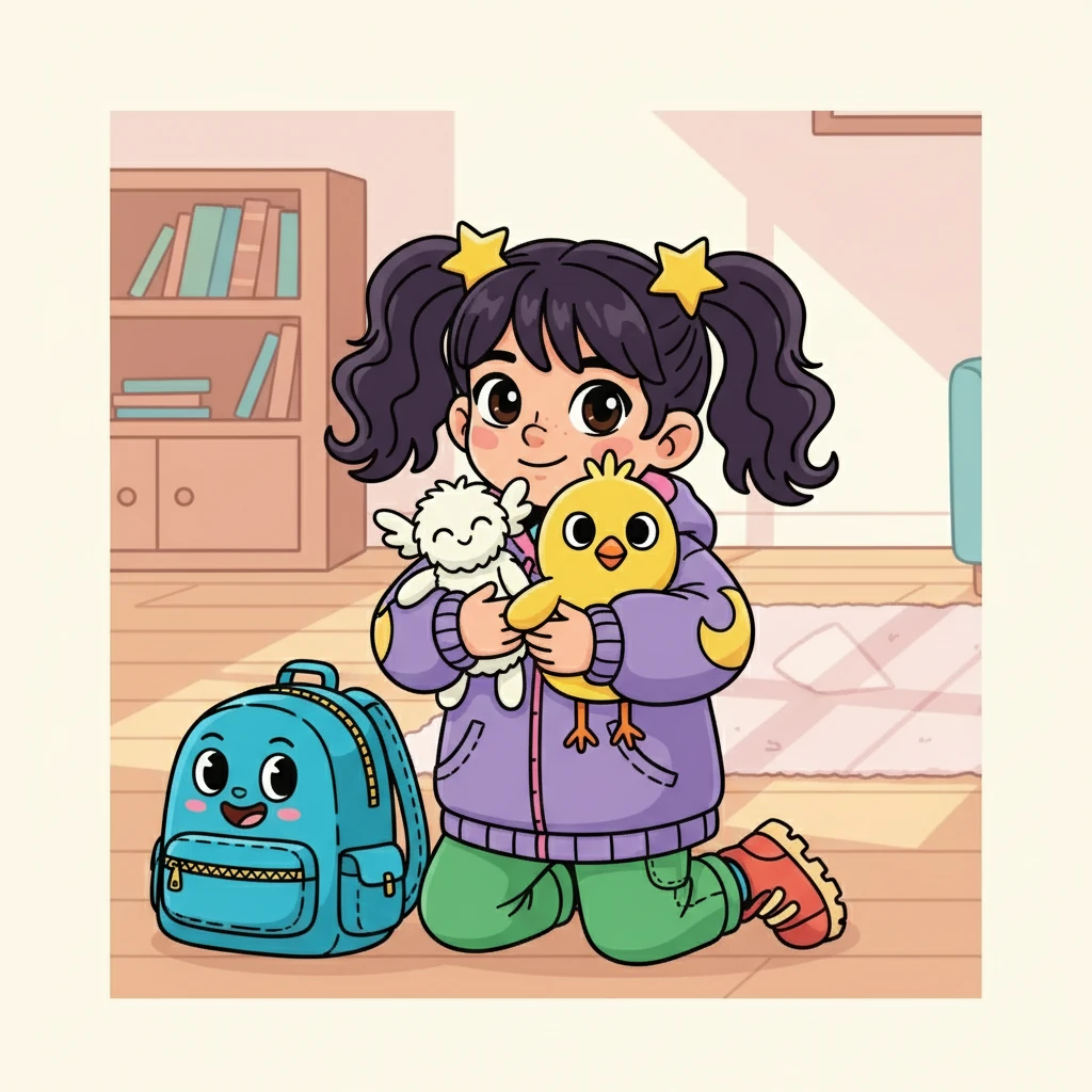 De volta para casa, Luna abraçou Mimo e Pipoca. A mochila, com um sorriso, disse: "Você aprendeu muito hoje!" Luna, sentindo-se confiante e feliz, prometeu continuar aprendendo.