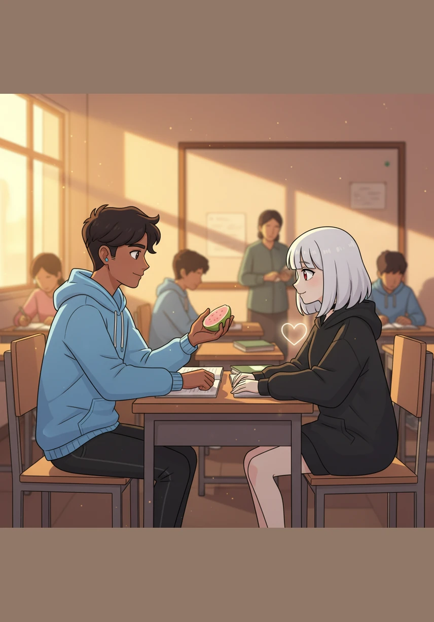 In the golden glow of an evening Tamil tuition class, he offers her a piece of guava he was eating, a simple and friendly gesture that makes Meera’s heart flutter with a sudden, unexpected happiness.