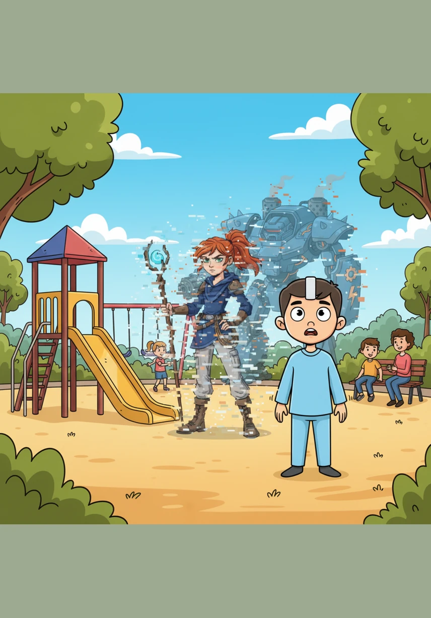 One afternoon, Leo notices a digital bird fly straight through a solid brick wall, its wings flickering like a television screen. He rubs his eyes in disbelief, but the shimmering green grid behind the bricks remains visible for a split second. It is the first time he has seen the world glitch, and he cannot look away.