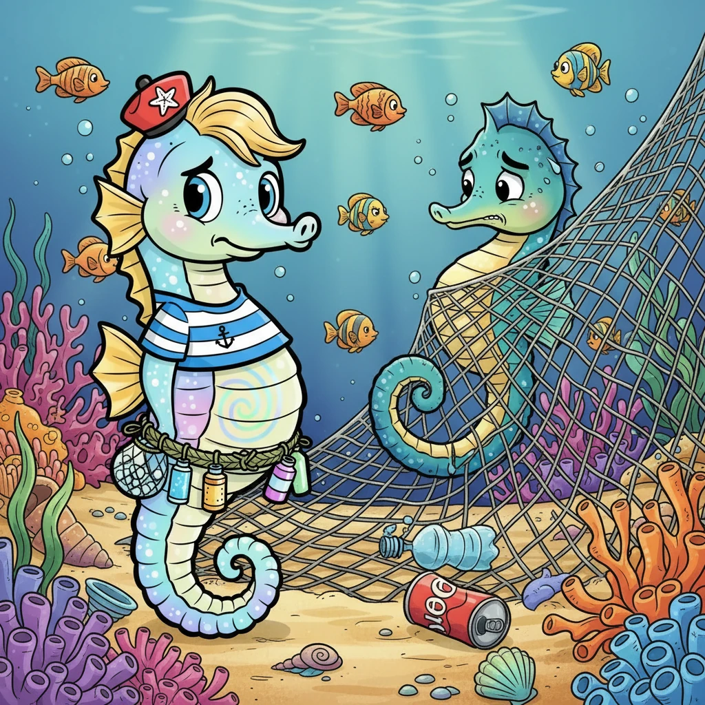 Pearl watched as a fellow seahorse struggled, trapped in a discarded fishing net. Her heart ached for her friends and the damage to their home. She knew something had to be done, a change needed to happen to help them.