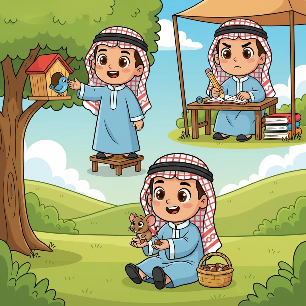 قرر فرحان أن يتغير. ساعد طائرًا صغيرًا في العثور على طريقه إلى المنزل، وشارك مكسراته الصغيرة مع فأر جائع، وركز باهتمام عندما قام بواجباته اليومية. لقد تدرب على الصبر واللطف والعطاء.