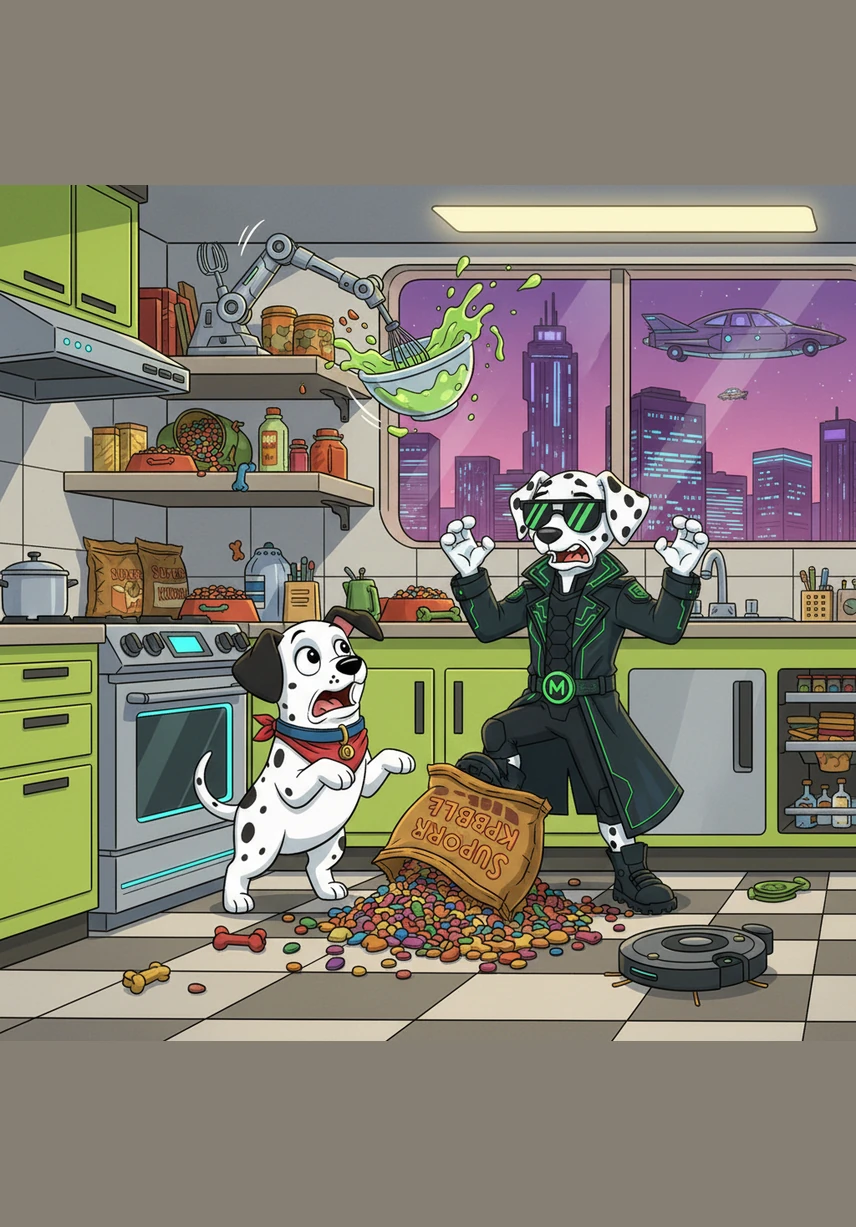 Panicked by the mess, they tried to hide the evidence by nudging the remains of the pie under the kitchen rug. The rug now had a very suspicious, lumpy purple hill right in the middle of the floor.