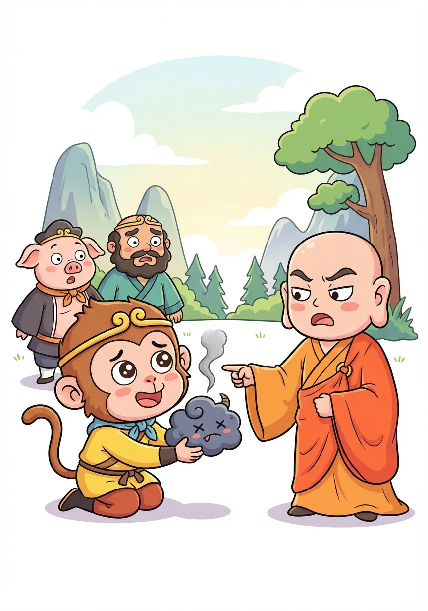 这次，悟空打死了真正的妖怪，大家终于相信了他的话。但是，唐僧仍然对悟空的行为不满，坚持要赶他走。