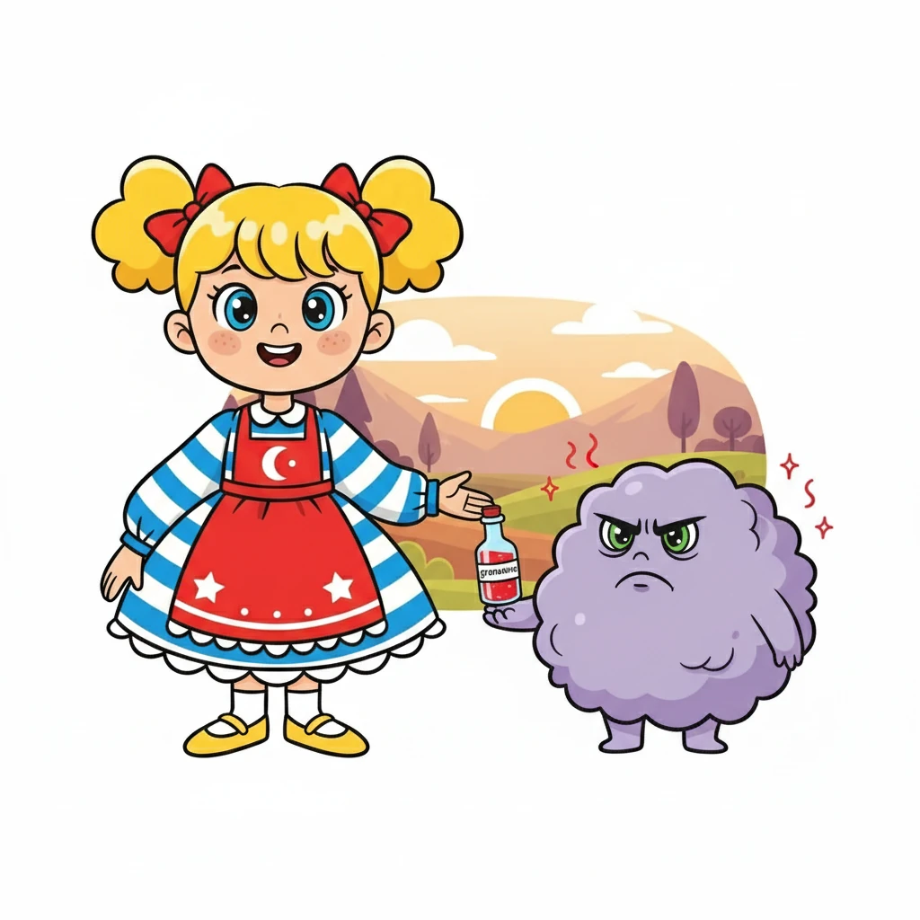 Luna expliqua au nuage de la colère qu'il était normal de ressentir de la colère, mais qu'il fallait trouver des moyens de l'exprimer sans faire de mal. Le nuage, calmé, se transforma et Luna récupéra le grenadine.