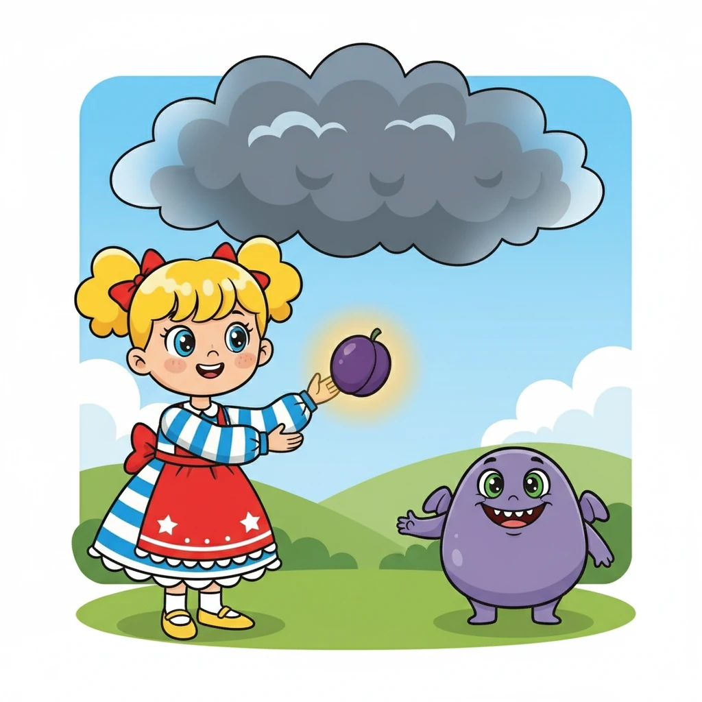 Luna rassura le nuage de la peur, lui expliquant que la peur était une émotion naturelle et qu'ensemble, ils pouvaient la rendre plus petite. Le nuage devint moins sombre et Luna captura le prune.