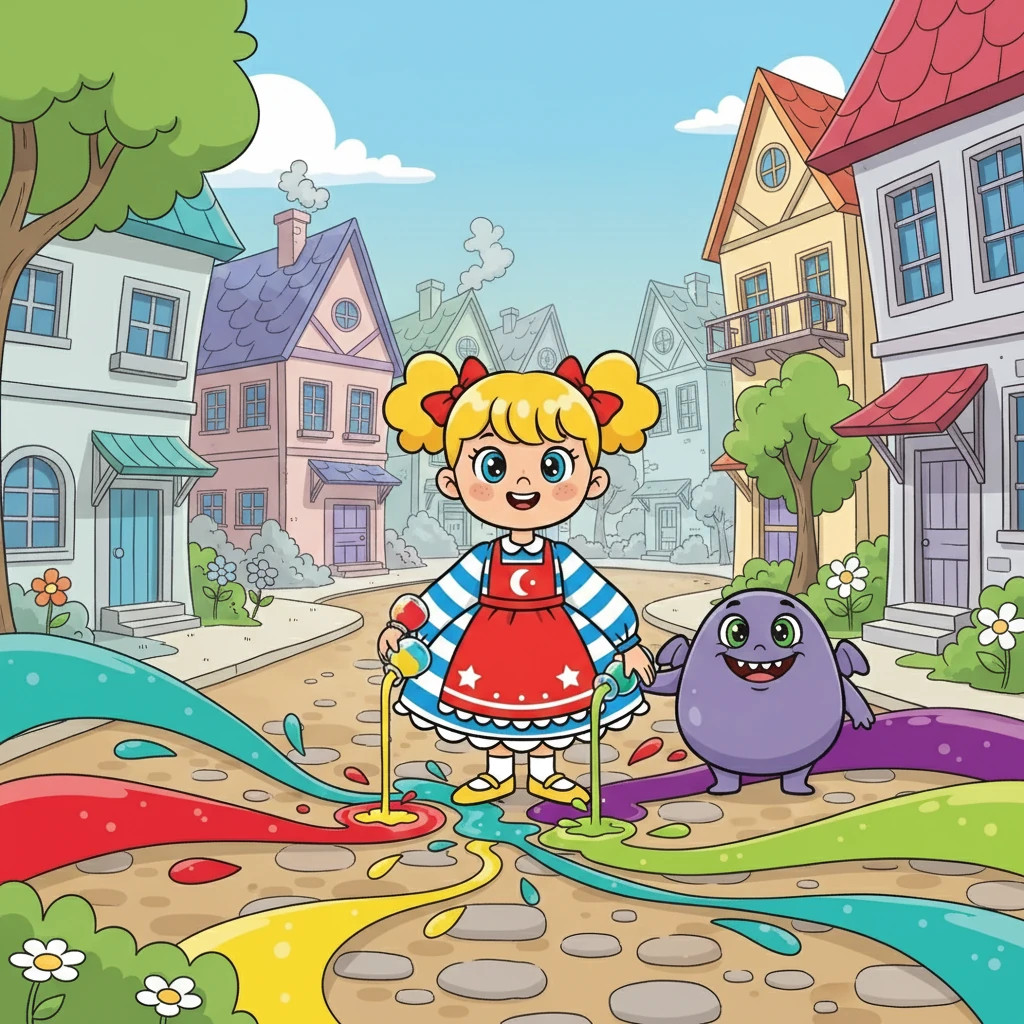 De retour au village, Luna versa le contenu des flacons : safran, turquoise, grenadine, prune et mousse. Les couleurs revinrent, plus vives que jamais.