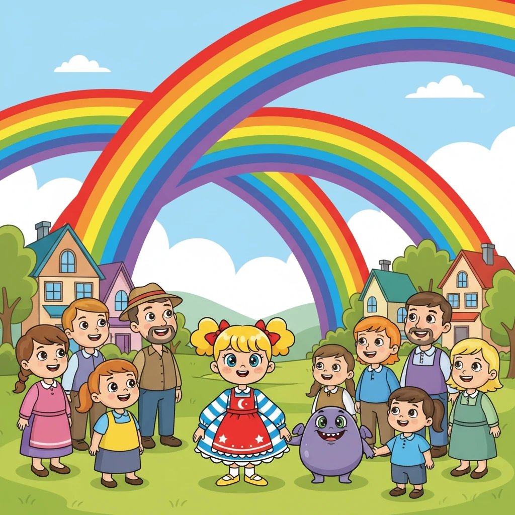 Des arcs-en-ciel apparurent dans le ciel, symbolisant l'harmonie retrouvée. Les habitants du village comprirent qu'ils pouvaient gérer leurs émotions.