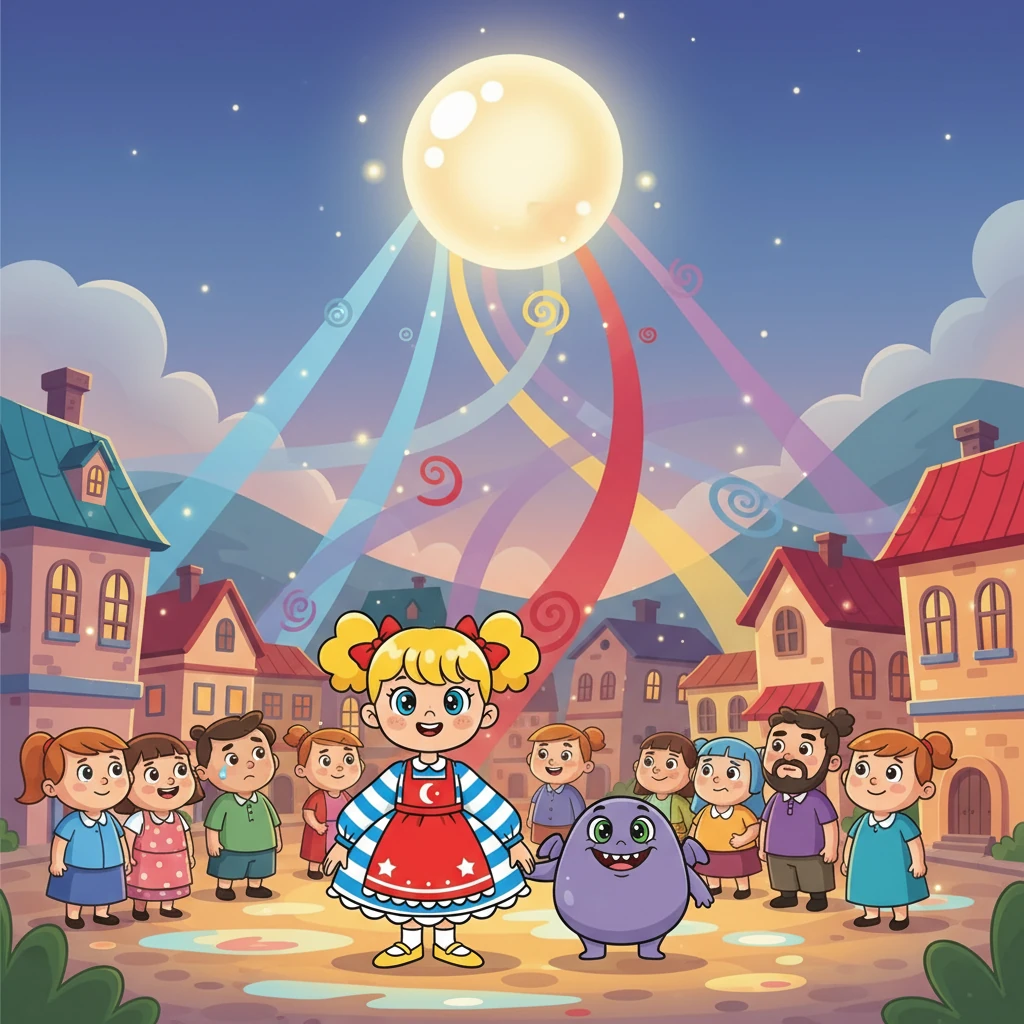 Et depuis ce jour, le village rayonna d'une lumière nacrée, reflet de la joie, de la tristesse, de la colère, de la peur, et du calme, toutes brillamment acceptées.