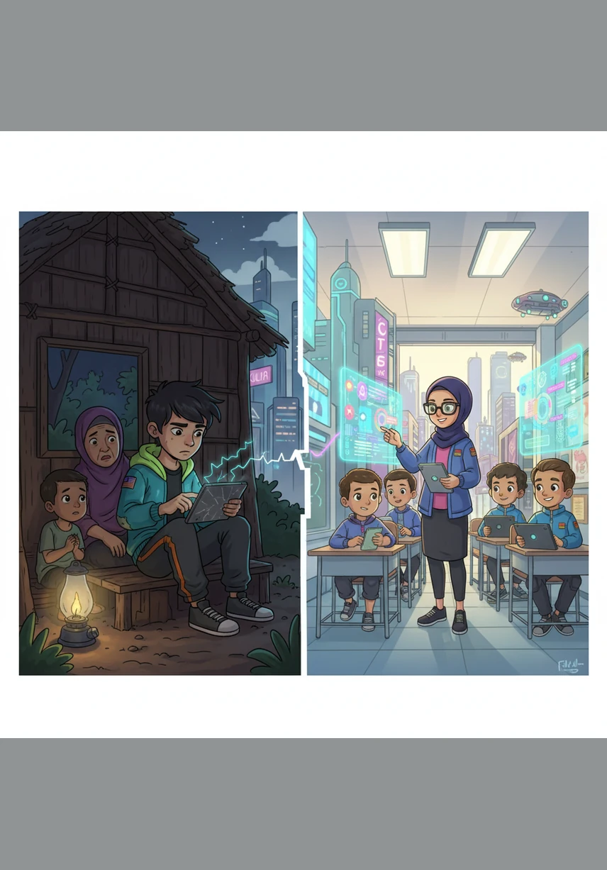 Perbezaan antara murid di bandar yang mempunyai akses internet berkelajuan tinggi dengan murid seperti Adam di pedalaman semakin jelas kelihatan seperti dua dunia yang berbeza. Jurang ini menjadi ancaman nyata kepada matlamat negara untuk membina Bangsa Malaysia yang inklusif tanpa ada seorang pun murid yang tercicir.