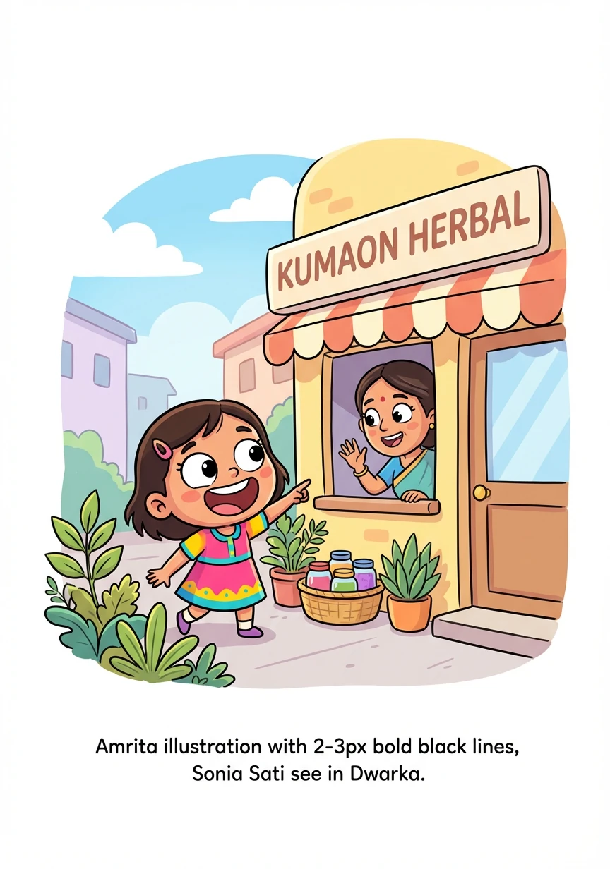 अमृता ने सुना कि द्वारका में सोनिया सती नाम की एक महिला कुमाऊं हर्बल के उत्पादों को बेचती है। वह सोनिया से मिलने के लिए उत्साहित थी।