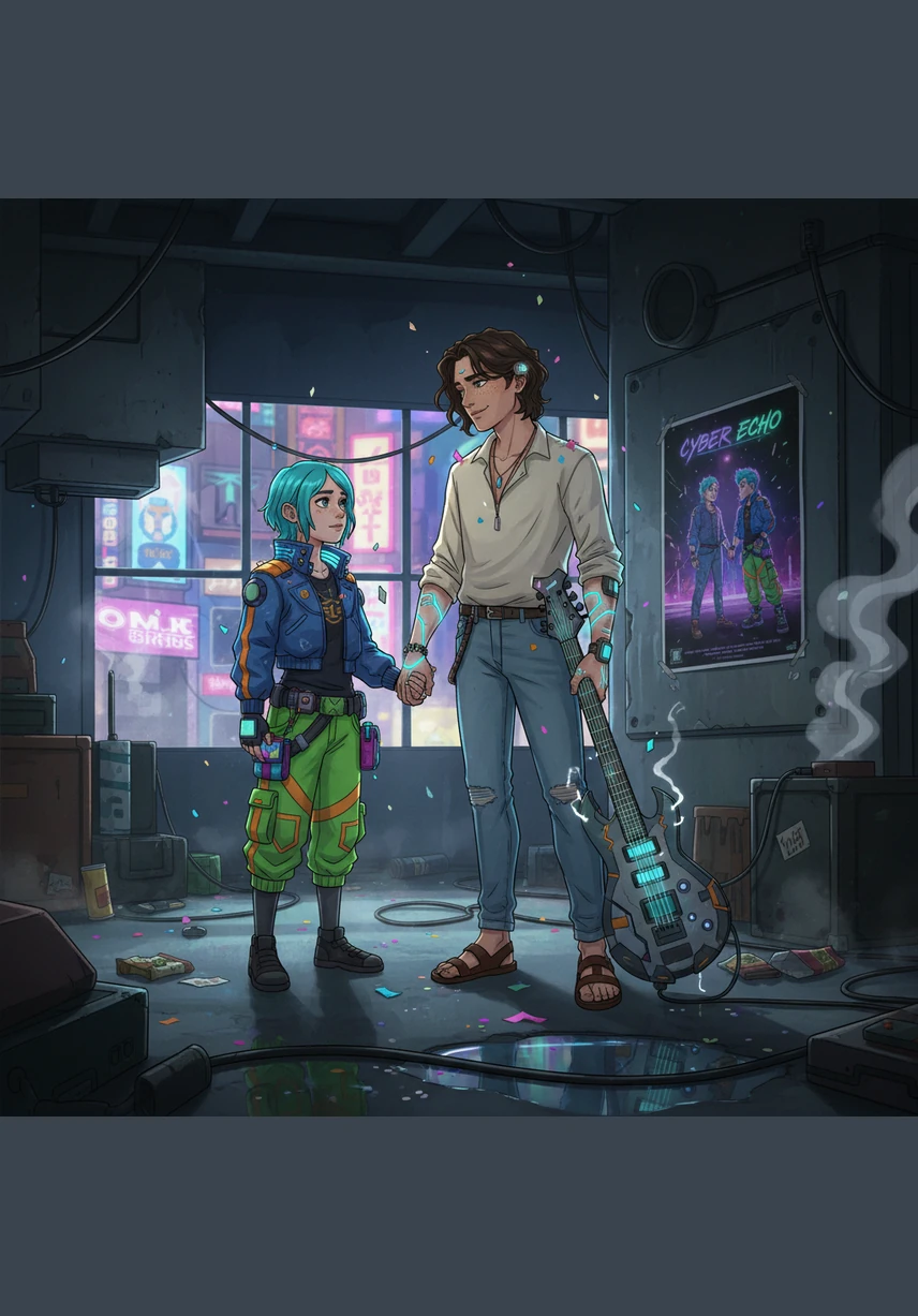 A soft, teasing half-smile plays on his lips as he looks at the photo he just took on his phone. It is a quiet moment of after-the-show energy, where the world feels small, private, and perfectly still despite the journey ahead.