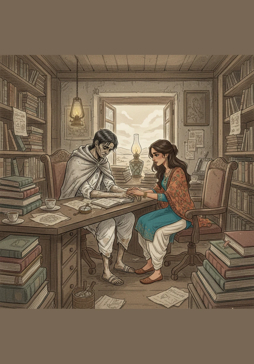 Rohan rubbed his tired eyes and ran a hand through his messy hair as he explained his exhaustion to Anjali. He pointed to the mountain of paperwork surrounding his monitor, feeling as though the office walls were closing in on him.