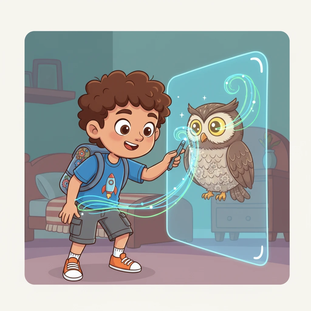 Alex then trains his first machine learning model, a friendly LSTM, which looks like a wise owl, learning patterns from all the data.