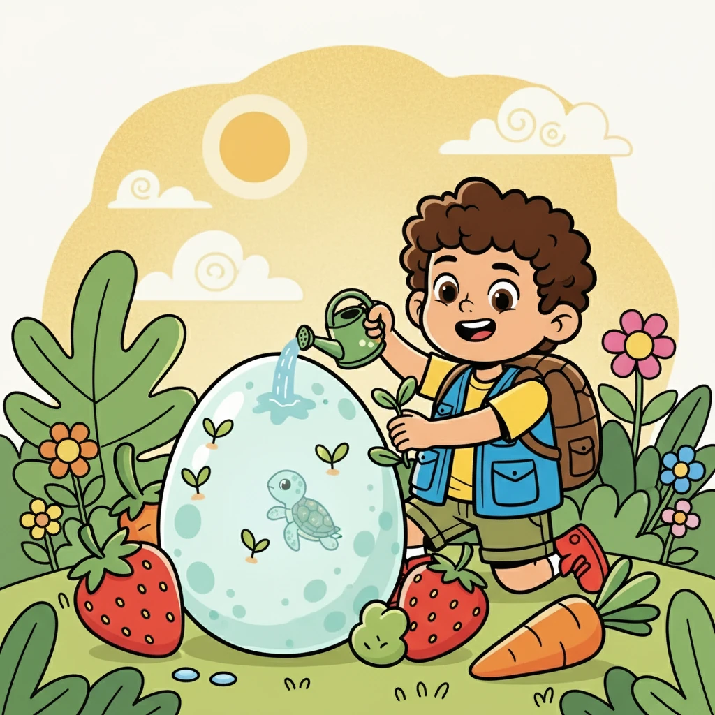 Rahmat merawat telur itu dengan sabar, memberinya makan dan menyiramnya setiap hari. Dia membayangkan kura-kura kecil itu menetas dan menjadi sahabatnya.