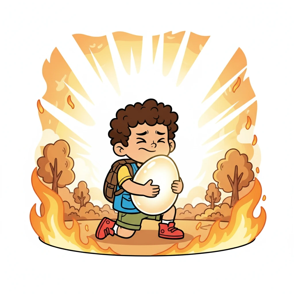 Suatu hari, sebuah insiden nuklear misterius melanda daerah itu. Cahaya terang menyilaukan dan gelombang panas menyebar ke mana-mana, dan Rahmat segera melindungi telur itu.