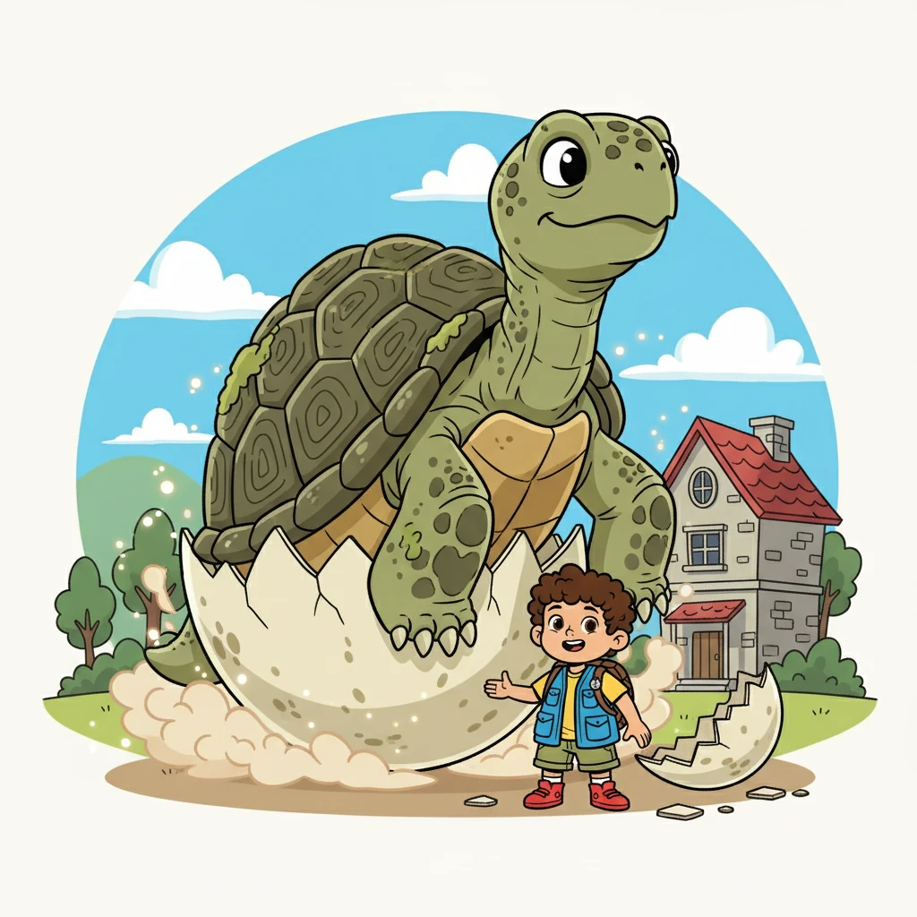 Ketika debu mereda, telur itu menetas, tapi bukan kura-kura kecil yang diharapkan Rahmat. Seekor kura-kura raksasa, lebih besar dari bangunan, muncul di hadapannya.