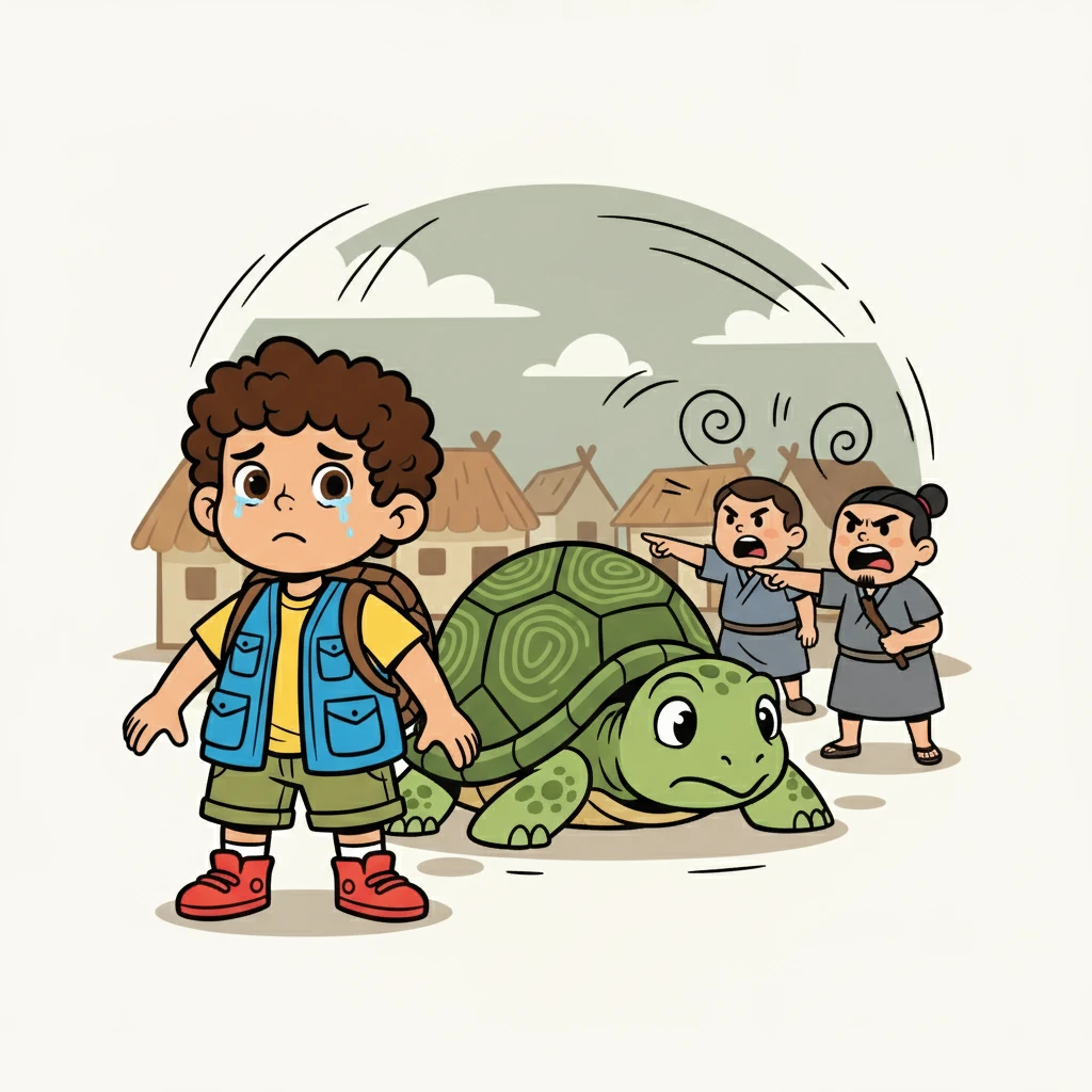 Orang-orang setempat, terkejut dan takut, mulai menghina kura-kura itu. Mereka menganggapnya sebagai ancaman, membuat Rahmat sedih dan kecewa.