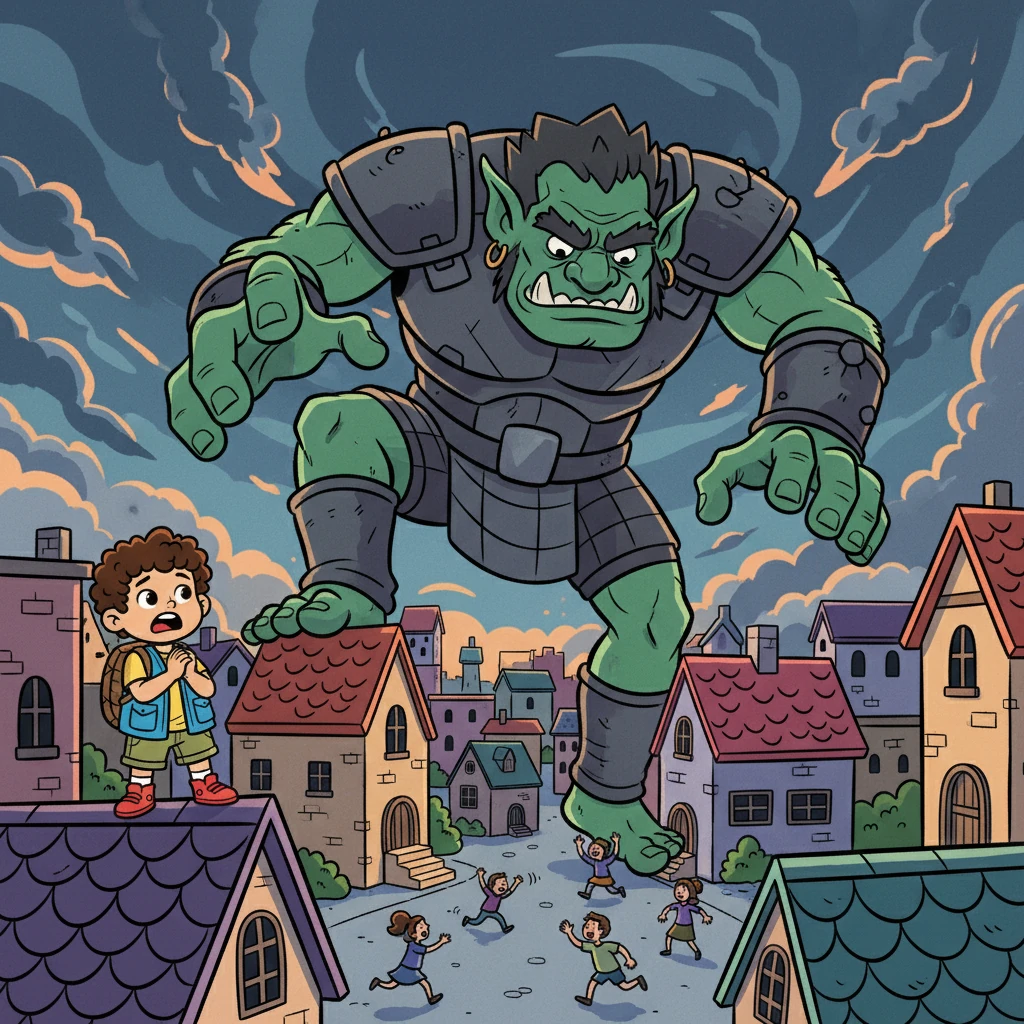 Suatu hari, sebuah gergasi jahat menyerang kota tempat Rahmat tinggal. Orang-orang gemetar ketakutan, tidak tahu bagaimana cara melawan.