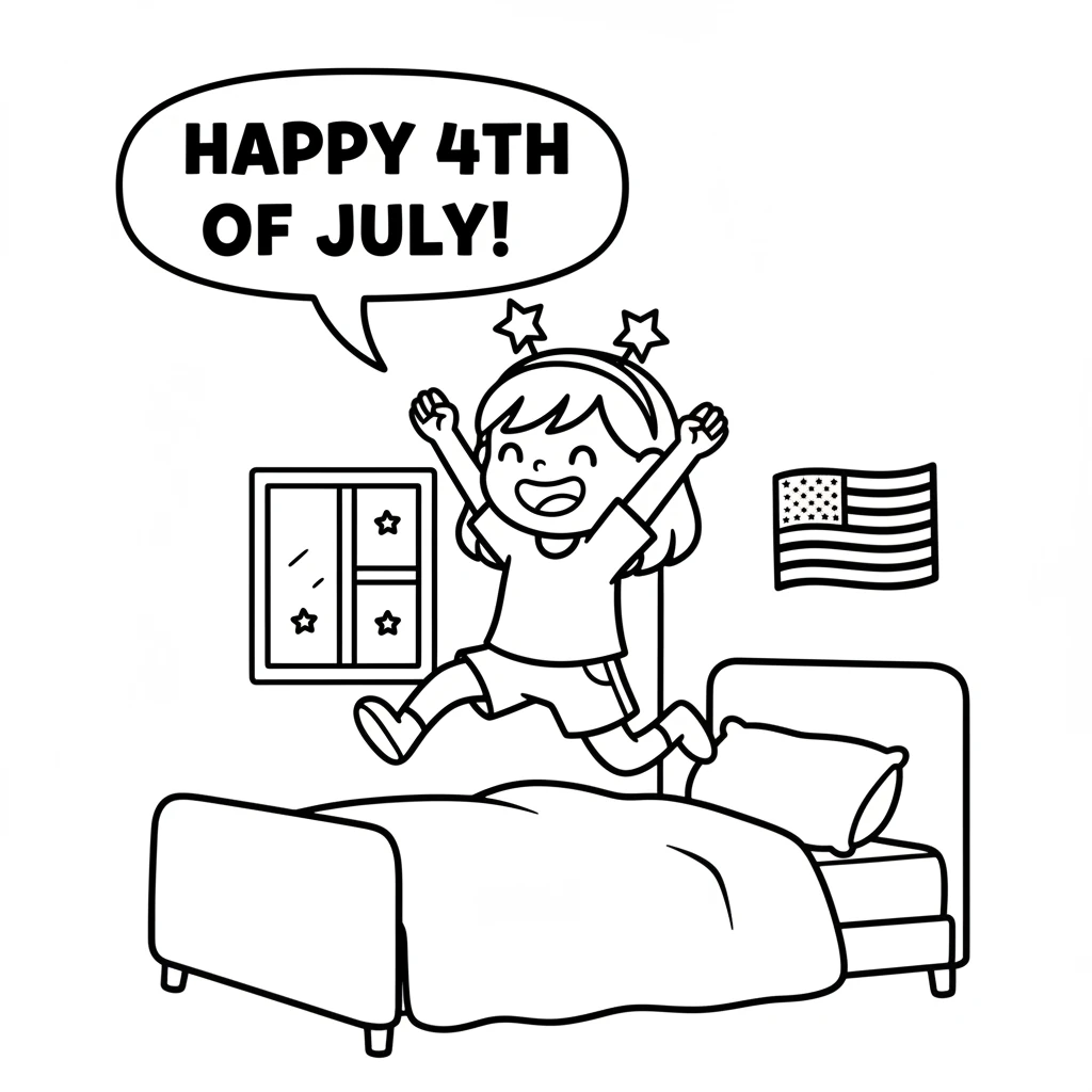 Lily woke up with a happy stretch. Today was the Fourth of July, her favorite day! She bounced out of bed, ready for the fun to begin.