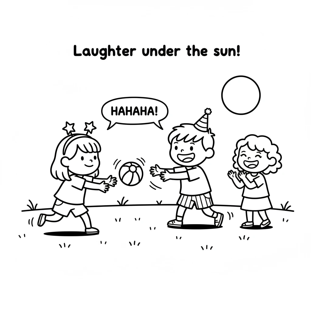 After lunch, Lily played games with her friends. They tossed a soft, colorful ball back and forth under the warm sun. Laughter filled the air.