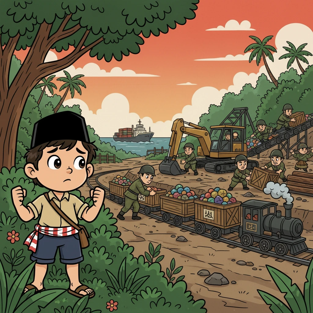 Budi menyaksikan bagaimana Jepang mengeksploitasi sumber daya alam Indonesia untuk kepentingan perang. Kekayaan tanah air mereka diambil tanpa belas kasihan.